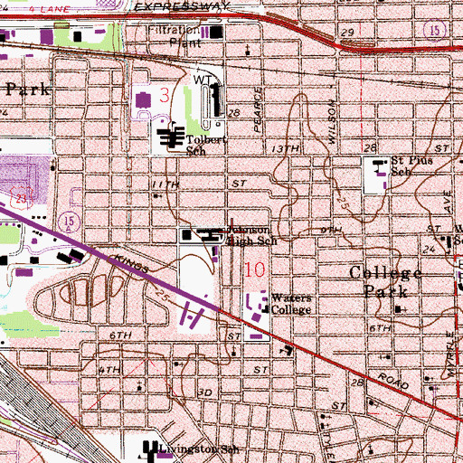 Topographic Map of Johnson High School, FL