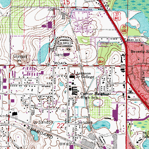 Topographic Map of Johnson Community College, FL