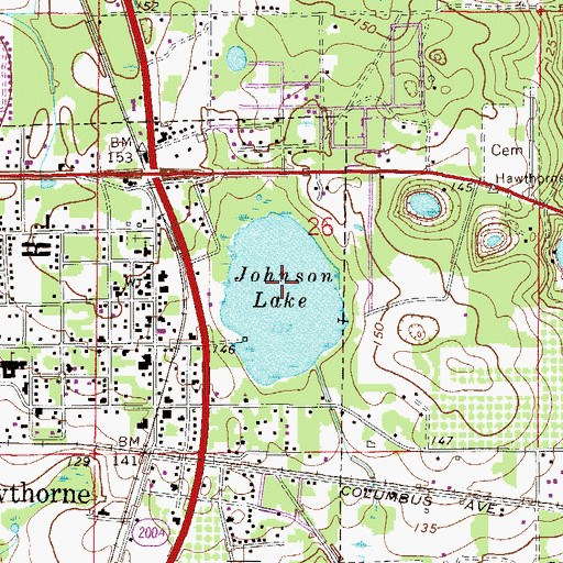 Topographic Map of Johnson Lake, FL