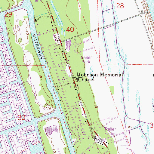 Topographic Map of Johnson Memorial Chapel, FL