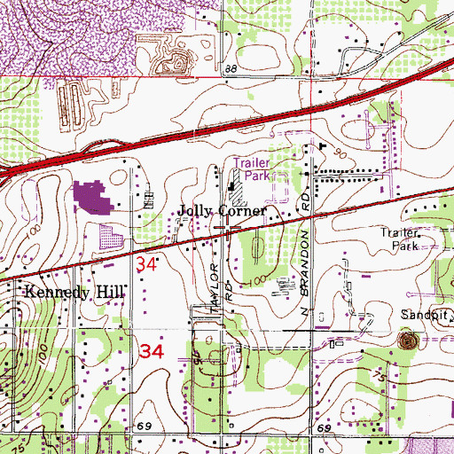 Topographic Map of Jolly Corner, FL