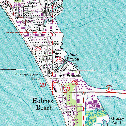 Topographic Map of Jones Bayou, FL