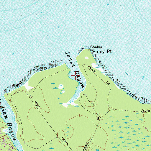 Topographic Map of Jones Bayou, FL