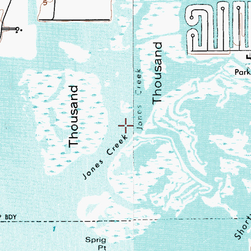 Topographic Map of Jones Creek, FL