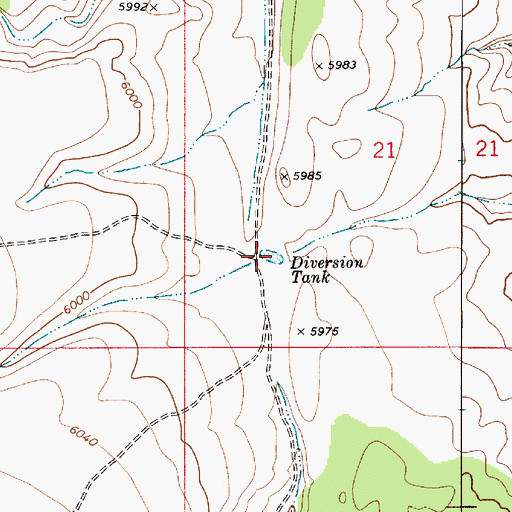 Topographic Map of Diversion Tank, AZ