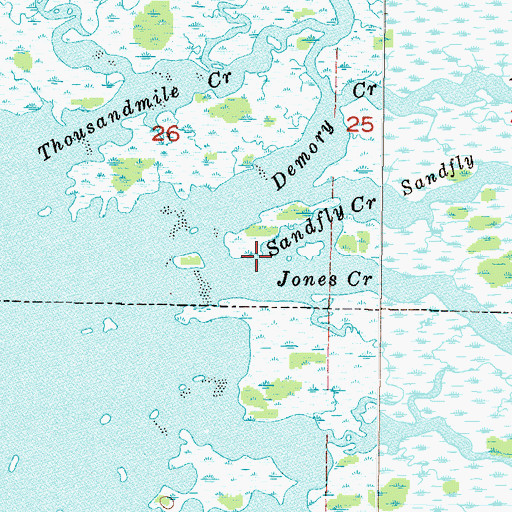 Topographic Map of Jones Creek, FL