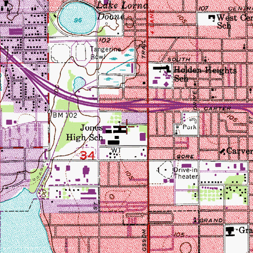 Topographic Map of Jones High School, FL