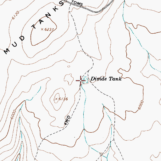Topographic Map of Divide Tank, AZ