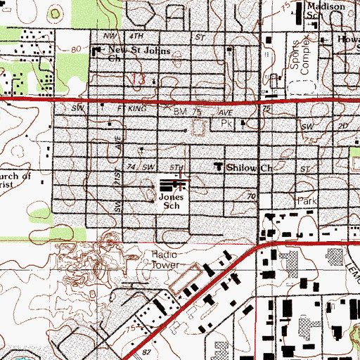 Topographic Map of Doctor N H Jones Elementary School, FL