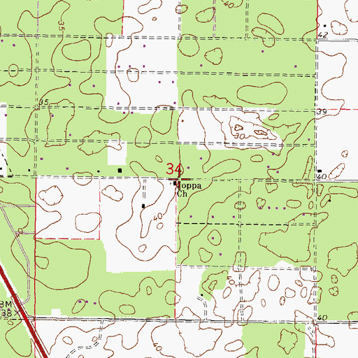 Topographic Map of Joppa Church, FL