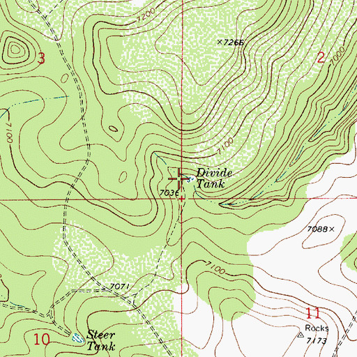 Topographic Map of Divide Tank, AZ