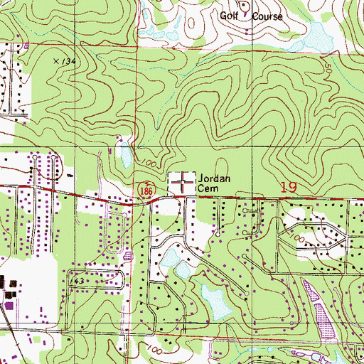 Topographic Map of Jordan Cemetery, FL