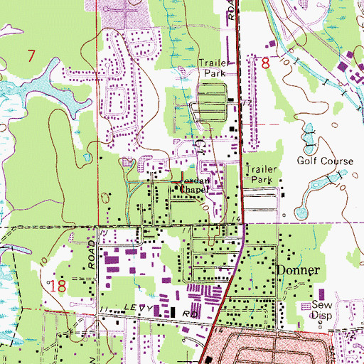 Topographic Map of Jordan Chapel, FL