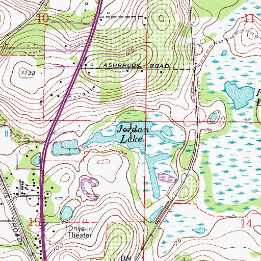 Topographic Map of Jordan Lake, FL