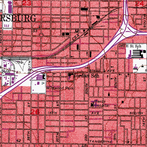 Topographic Map of Jordan School, FL