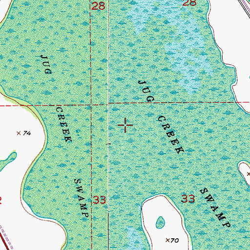 Topographic Map of Jug Creek Swamp, FL