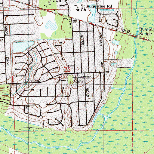 Topographic Map of Julington Cemetery, FL