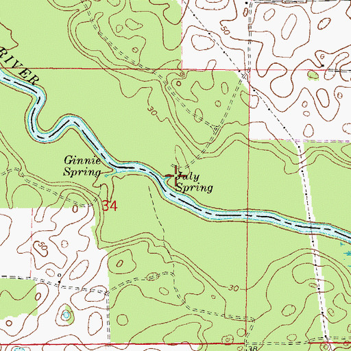 Topographic Map of July Spring, FL