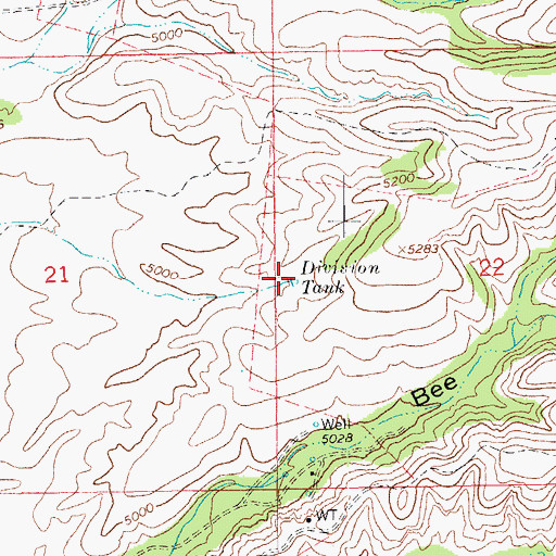 Topographic Map of Division Tank, AZ