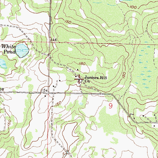 Topographic Map of Juniors Hill Church, FL