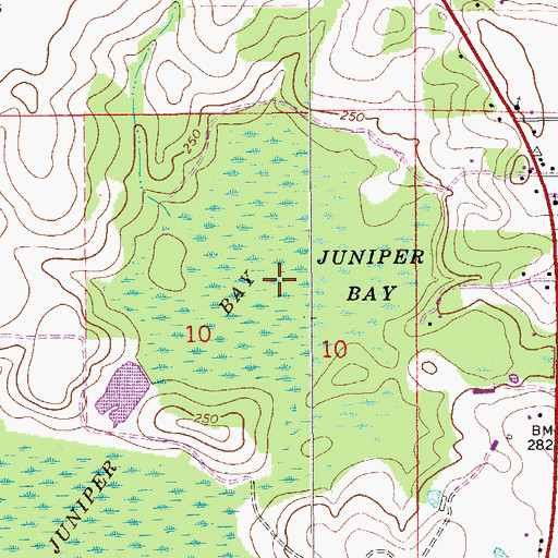 Topographic Map of Juniper Bay, FL