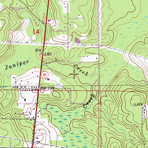 Topographic Map of Juniper Creek, FL