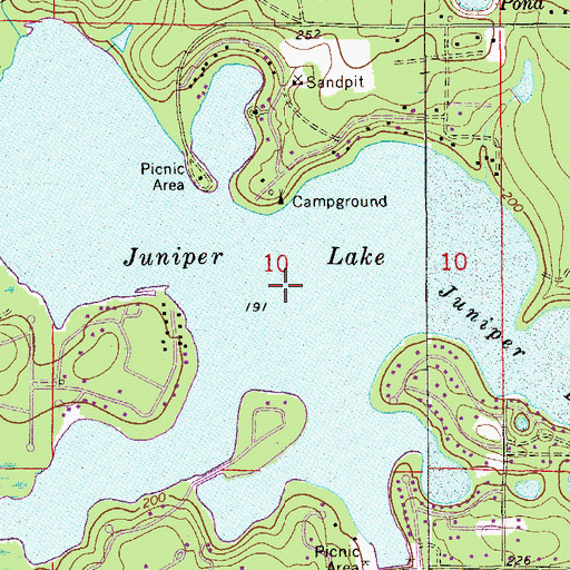Topographic Map of Juniper Lake, FL