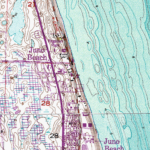 Topographic Map of Juno Beach, FL