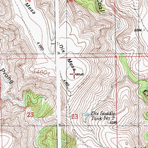 Topographic Map of Dix Mesa, AZ