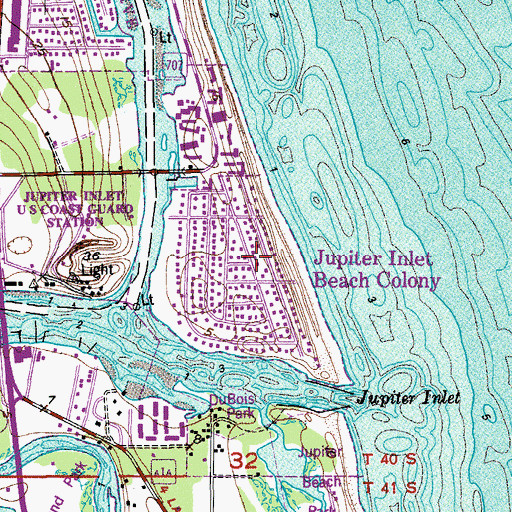 Topographic Map of Jupiter Inlet Beach Colony, FL