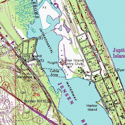 Topographic Map of Jupiter Island Country Club, FL