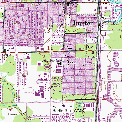 Topographic Map of Jupiter Elementary School, FL