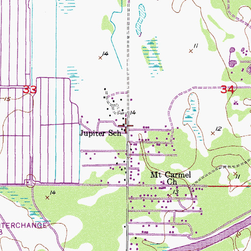 Topographic Map of Jupiter School, FL