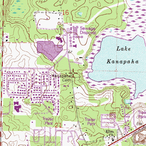 Topographic Map of Kanapaha Presbyterian Church Cemetery, FL