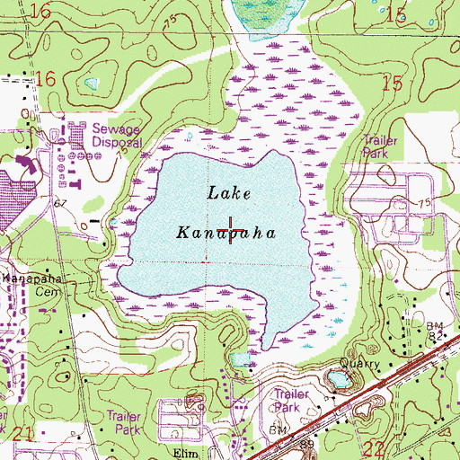 Topographic Map of Lake Kanapaha, FL