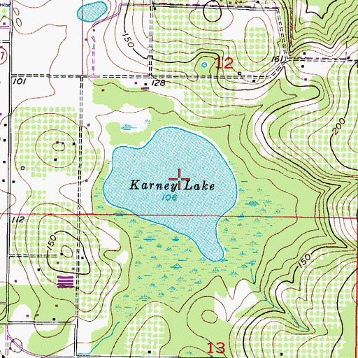Topographic Map of Karney Lake, FL
