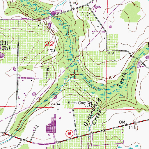 Topographic Map of Keen Branch, FL