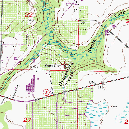 Topographic Map of Keen Cemetery, FL