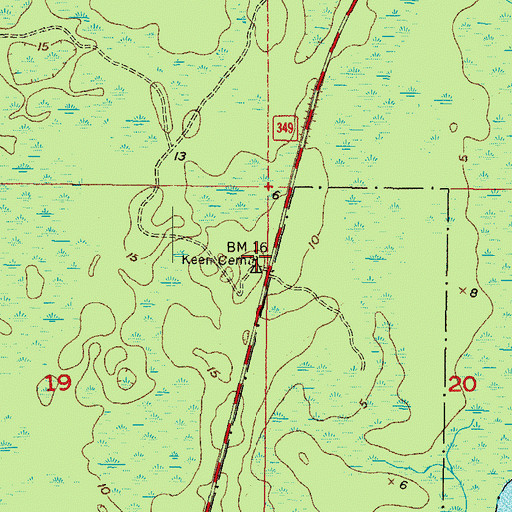 Topographic Map of Keen Cemetery, FL