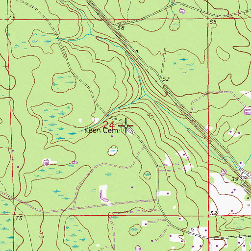Topographic Map of Keen Cemetery, FL