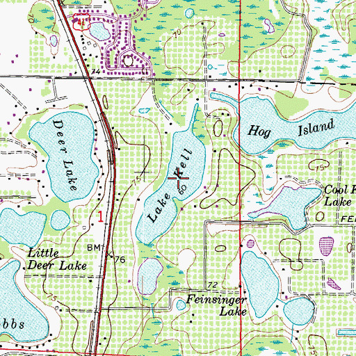 Topographic Map of Lake Kell, FL