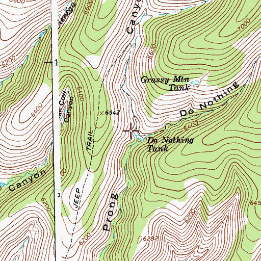 Topographic Map of Do Nothing Canyon, AZ
