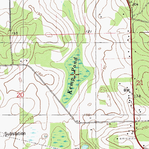 Topographic Map of Kemp Pond, FL