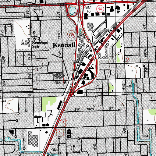 Topographic Map of Kendall, FL