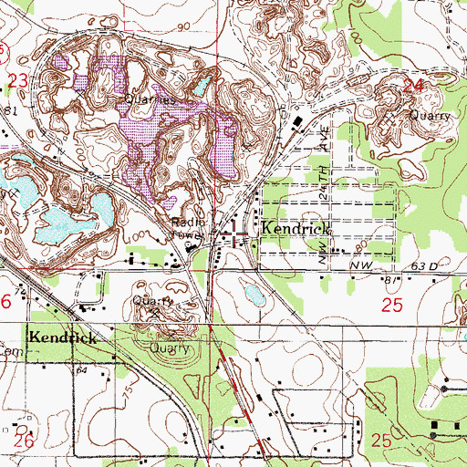 Topographic Map of Kendrick, FL