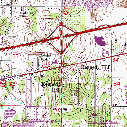 Topographic Map of Kennedy Hill, FL