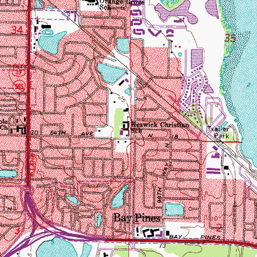 Topographic Map of Keswick Christian School, FL