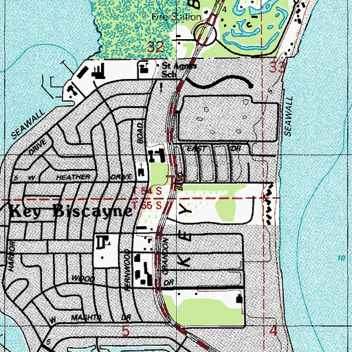 Topographic Map of Key Biscayne, FL