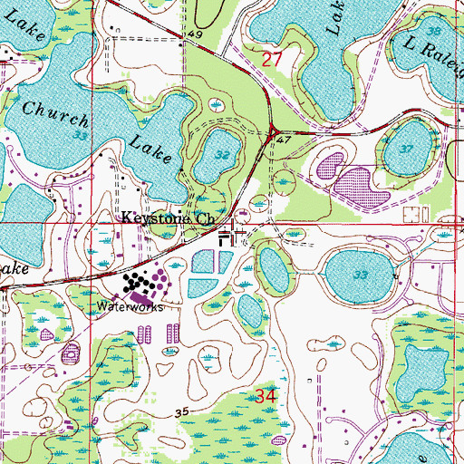 Topographic Map of Keystone Church, FL
