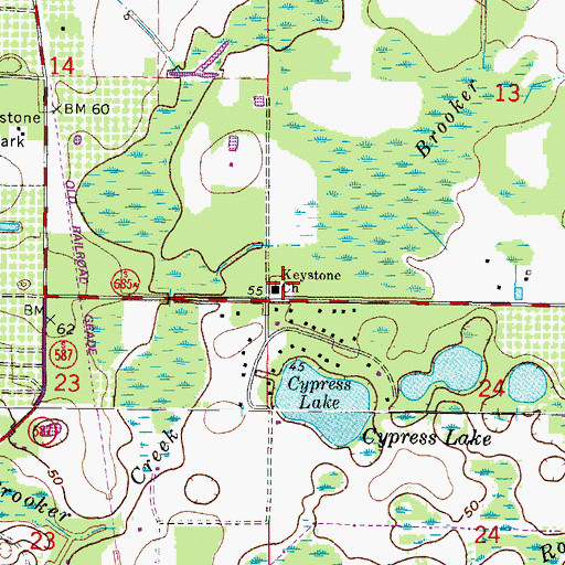Topographic Map of Keystone Church, FL